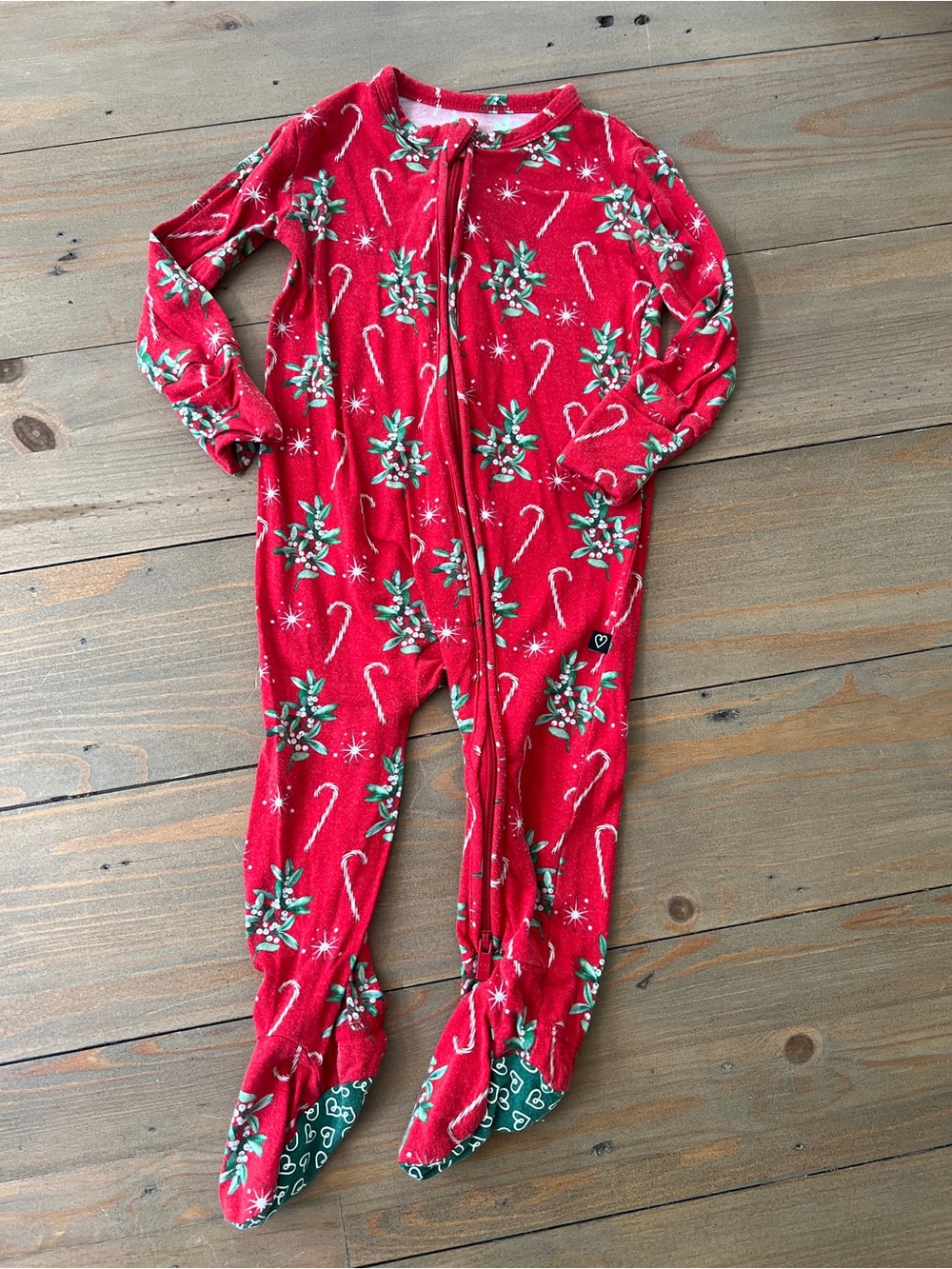 Lev Baby Holiday Candy Cane Bamboo Footed Pajama Sleeper - 6-9 Months
